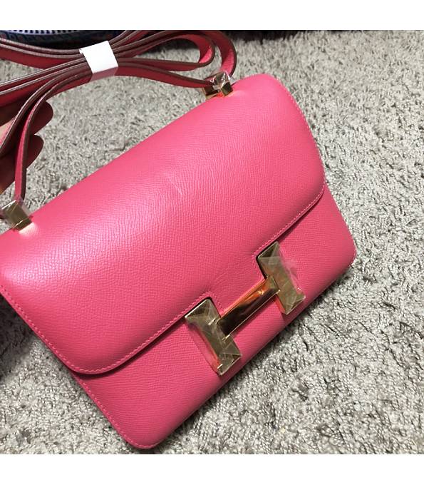 Hermes Constance 24cm Bag Rose Red Original Epsom Leather Golden Metal