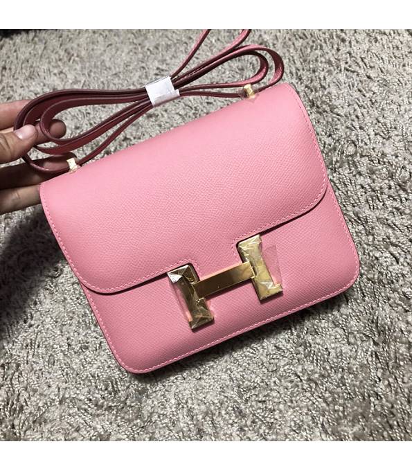 Hermes Constance 24cm Bag Pink Original Epsom Leather Golden Metal