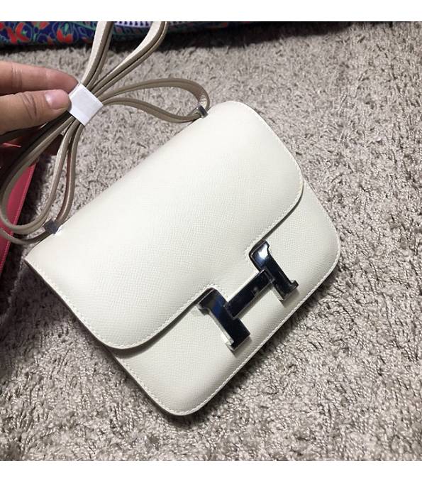 Hermes Constance 24cm Bag White Original Epsom Leather Silver Metal