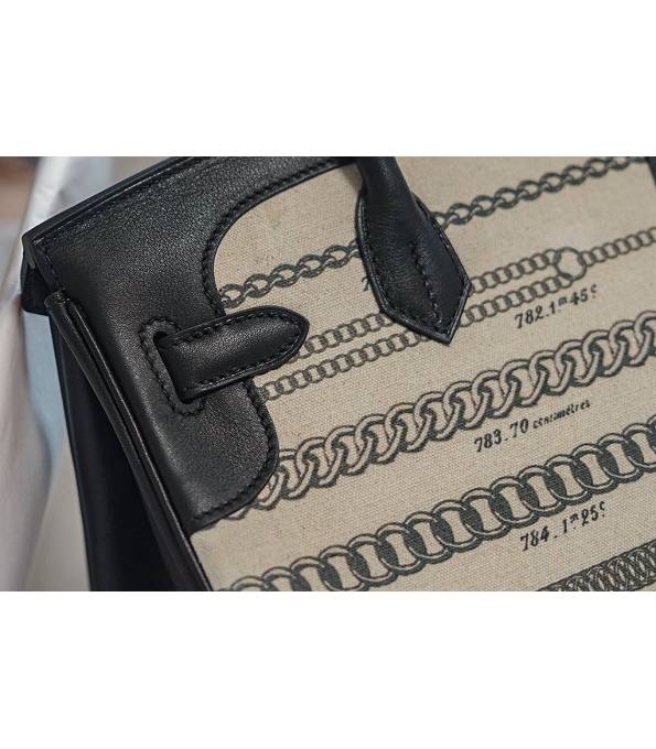 Hermes Birkin 30cm Bag Belt Print Canvas With Black Swift Leather Silver Metal