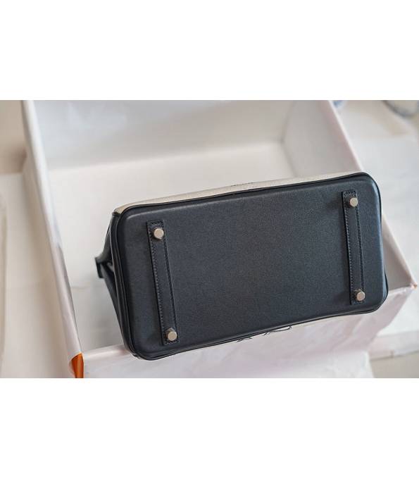 Hermes Birkin 30cm Bag Belt Print Canvas With Black Swift Leather Silver Metal