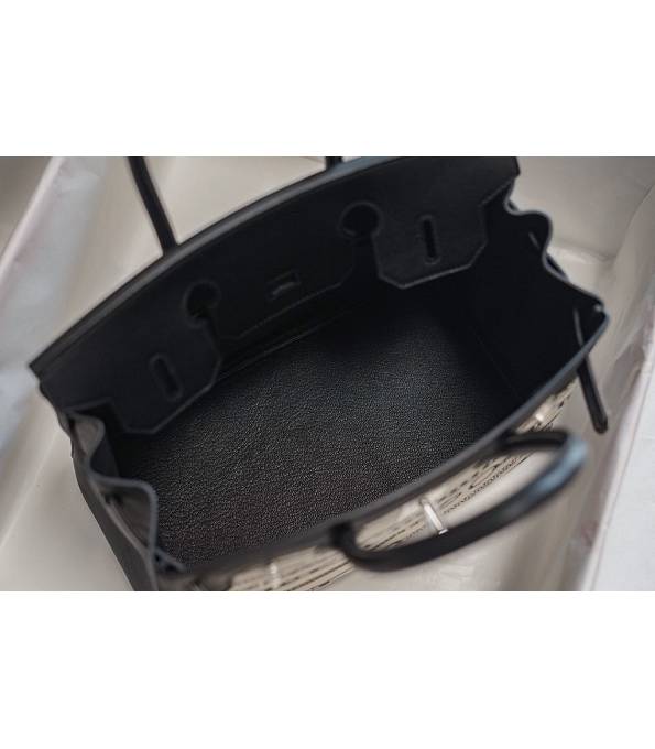 Hermes Birkin 30cm Bag Belt Print Canvas With Black Swift Leather Silver Metal
