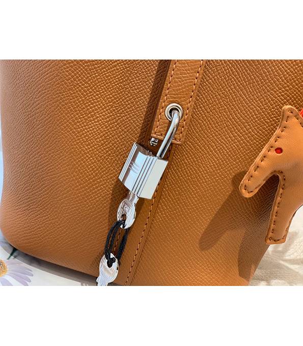 Hermes Mini Picotin Lock MM Bag Golden Brown Original Epsom Leather Weave Handle