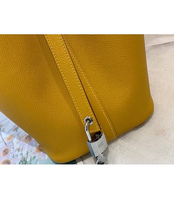 Hermes Mini Picotin Lock MM Bag Amber Yellow Original Epsom Leather Weave Handle