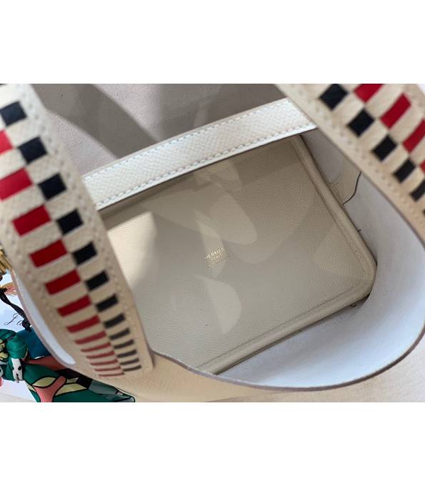 Hermes Mini Picotin Lock MM Bag White Original Epsom Leather Weave Handle