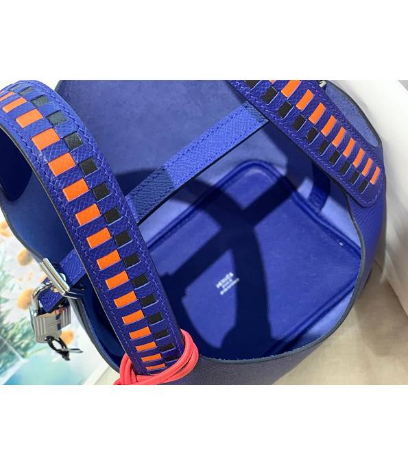 Hermes Mini Picotin Lock MM Bag Electric Blue Original Epsom Leather Weave Handle