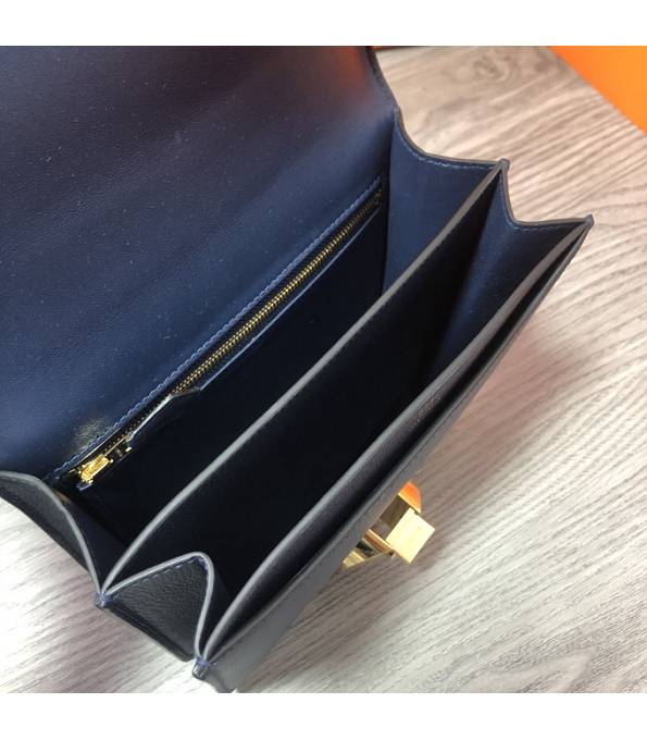 Hermes 2002 20cm Bbag Dark Blue Original Calfskin Leather Golden Metal