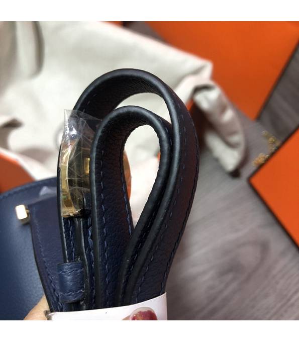 Hermes 2002 20cm Bbag Dark Blue Original Calfskin Leather Golden Metal