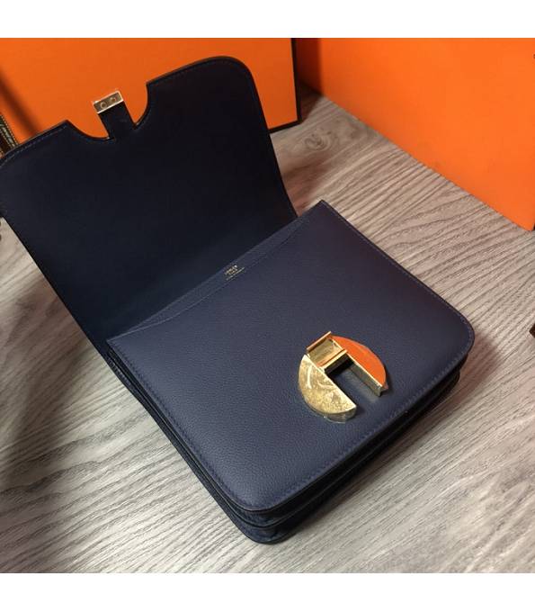 Hermes 2002 20cm Bbag Dark Blue Original Calfskin Leather Golden Metal