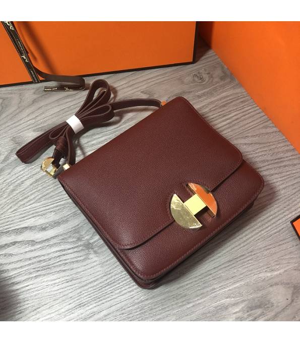 Hermes 2002 20cm Bbag Wine Red Original Calfskin Leather Golden Metal