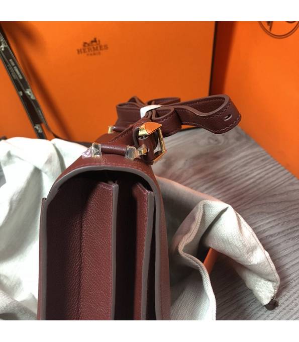 Hermes 2002 20cm Bbag Wine Red Original Calfskin Leather Golden Metal