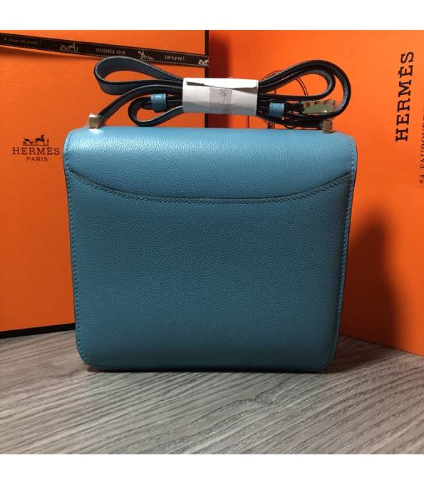 Hermes 2002 20cm Bbag Lake Blue Original Calfskin Leather Golden Metal