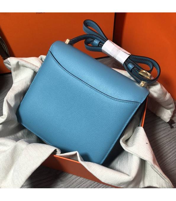Hermes 2002 20cm Bbag Lake Blue Original Calfskin Leather Golden Metal