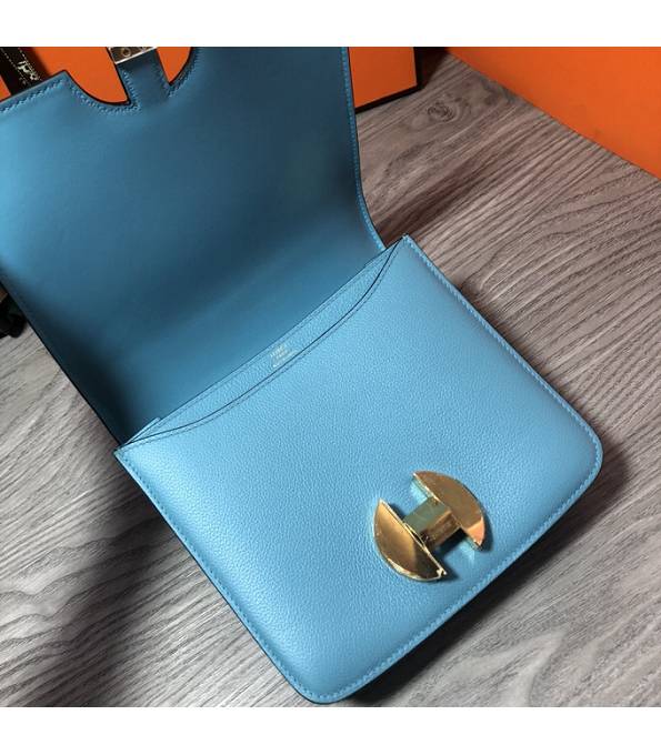 Hermes 2002 20cm Bbag Lake Blue Original Calfskin Leather Golden Metal