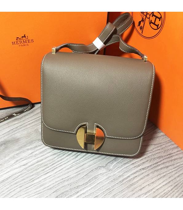 Hermes 2002 20cm Bbag Elephant Grey Original Calfskin Leather Golden Metal