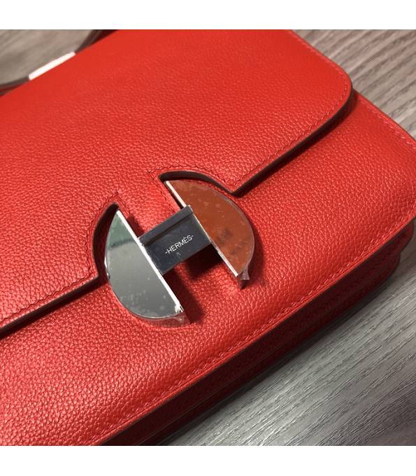Hermes 2002 20cm Bbag Red Original Calfskin Leather Silver Metal