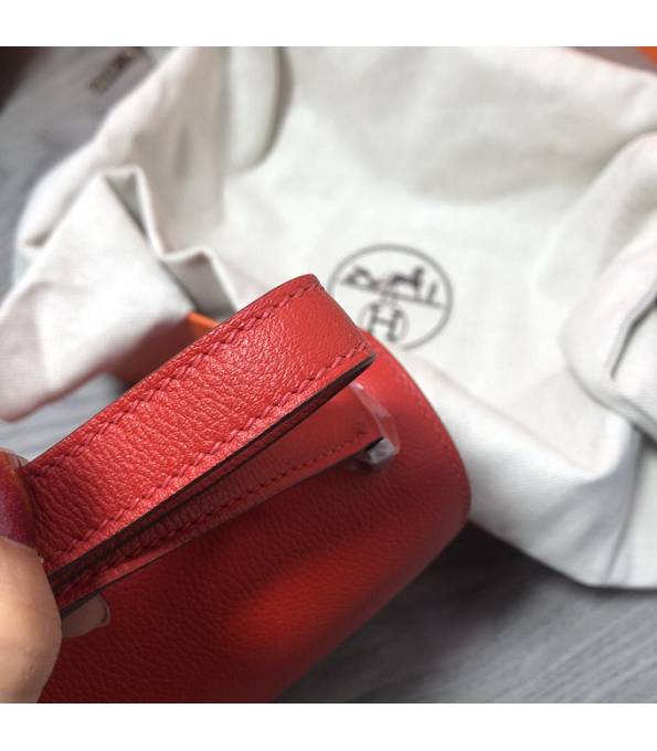 Hermes 2002 20cm Bbag Red Original Calfskin Leather Silver Metal