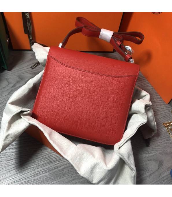 Hermes 2002 20cm Bbag Red Original Calfskin Leather Silver Metal
