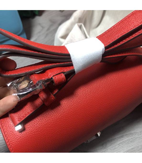 Hermes 2002 20cm Bbag Red Original Calfskin Leather Silver Metal