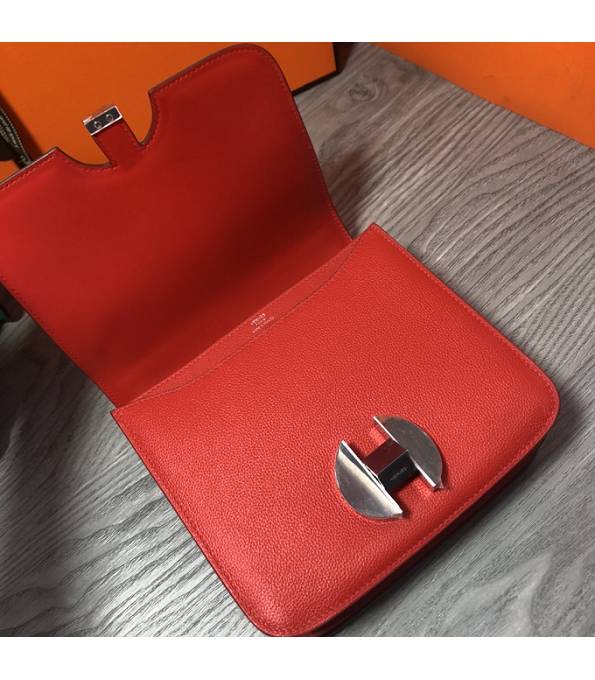Hermes 2002 20cm Bbag Red Original Calfskin Leather Silver Metal