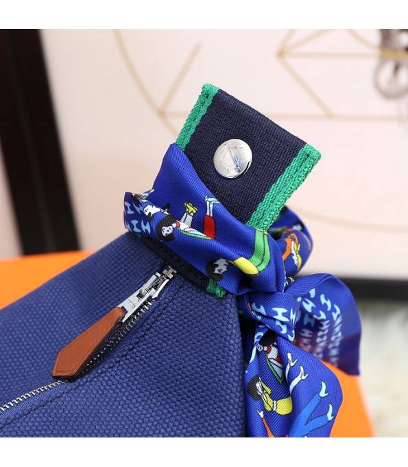 Hermes Trousse Bride Sapphire Blue Original Canvas 21cm Handle Bag