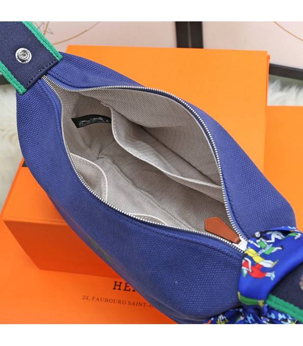 Hermes Trousse Bride Sapphire Blue Original Canvas 21cm Handle Bag
