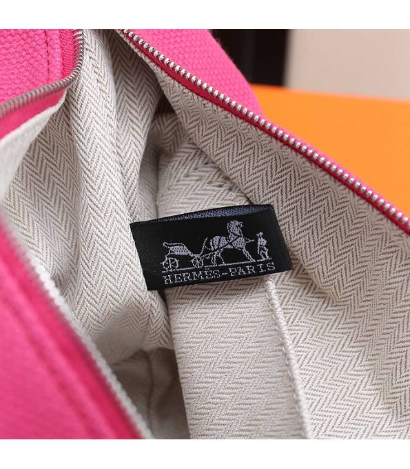 Hermes Trousse Bride Rose Red Original Canvas 21cm Handle Bag