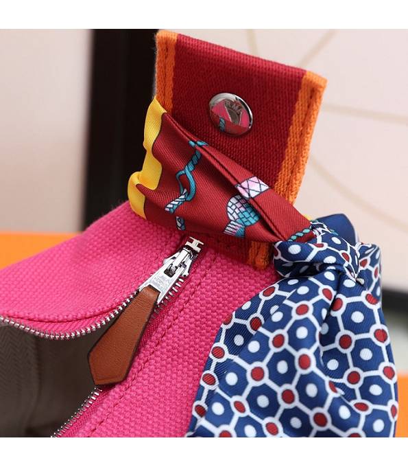 Hermes Trousse Bride Rose Red Original Canvas 21cm Handle Bag