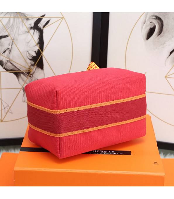 Hermes Trousse Bride Orange Red Original Canvas 21cm Handle Bag