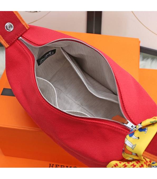 Hermes Trousse Bride Orange Red Original Canvas 21cm Handle Bag