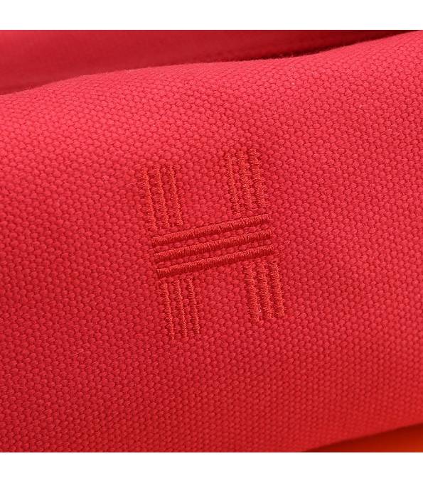 Hermes Trousse Bride Orange Red Original Canvas 21cm Handle Bag