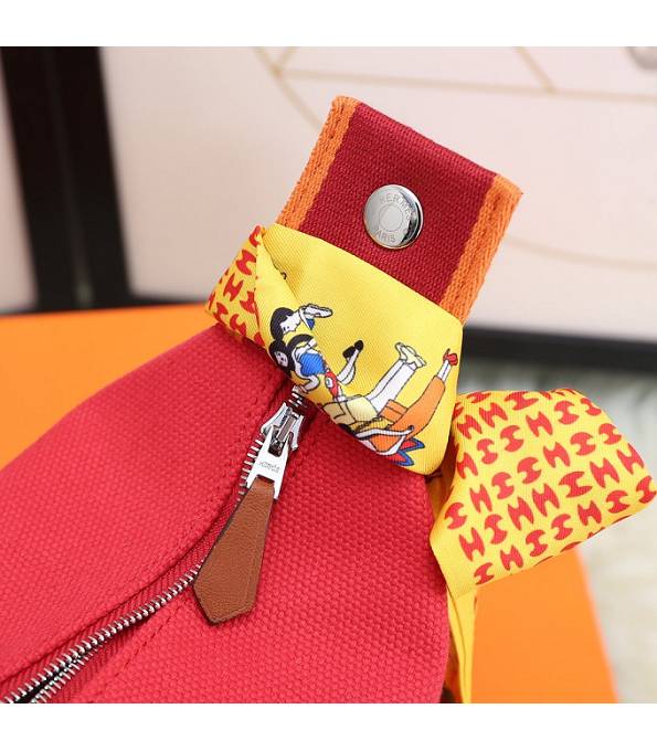 Hermes Trousse Bride Orange Red Original Canvas 21cm Handle Bag