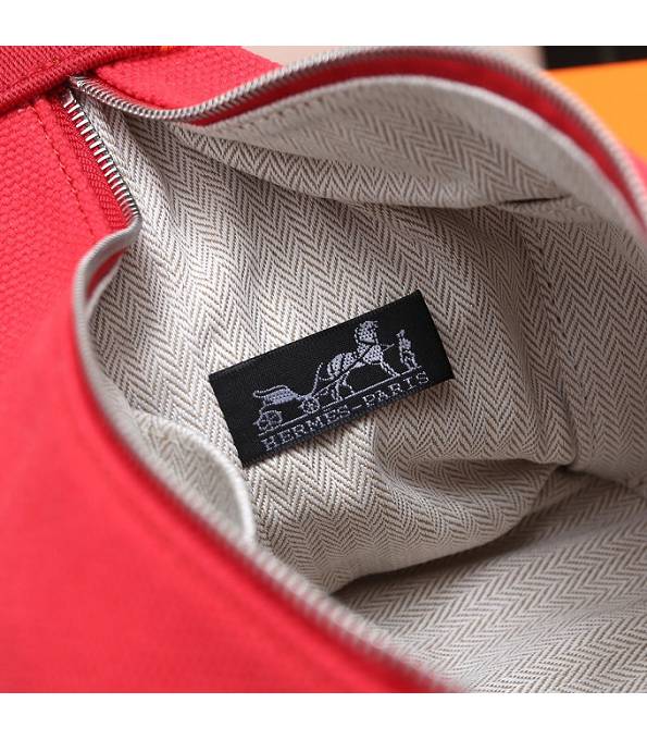 Hermes Trousse Bride Orange Red Original Canvas 21cm Handle Bag
