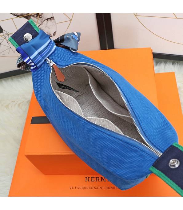 Hermes Trousse Bride Blue Original Canvas 21cm Handle Bag