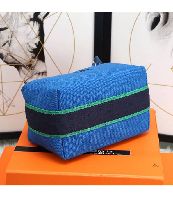 Hermes Trousse Bride Blue Original Canvas 21cm Handle Bag