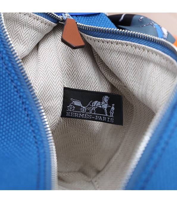 Hermes Trousse Bride Blue Original Canvas 21cm Handle Bag