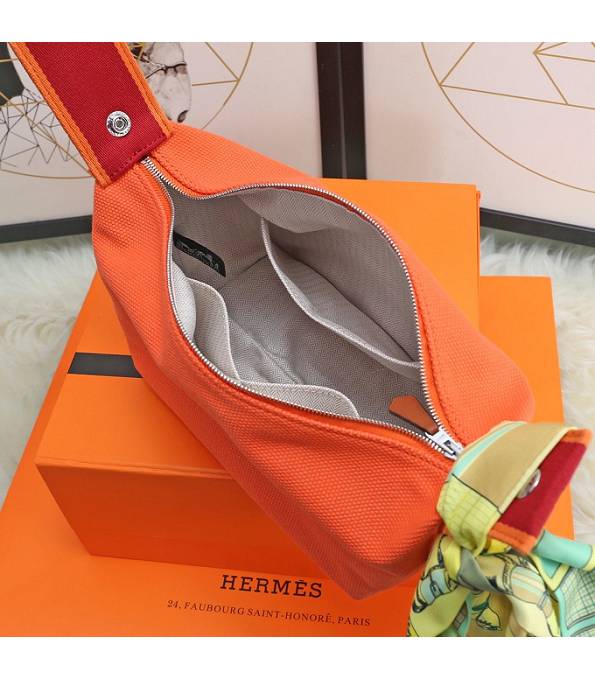 Hermes Trousse Bride Orange Original Canvas 21cm Handle Bag