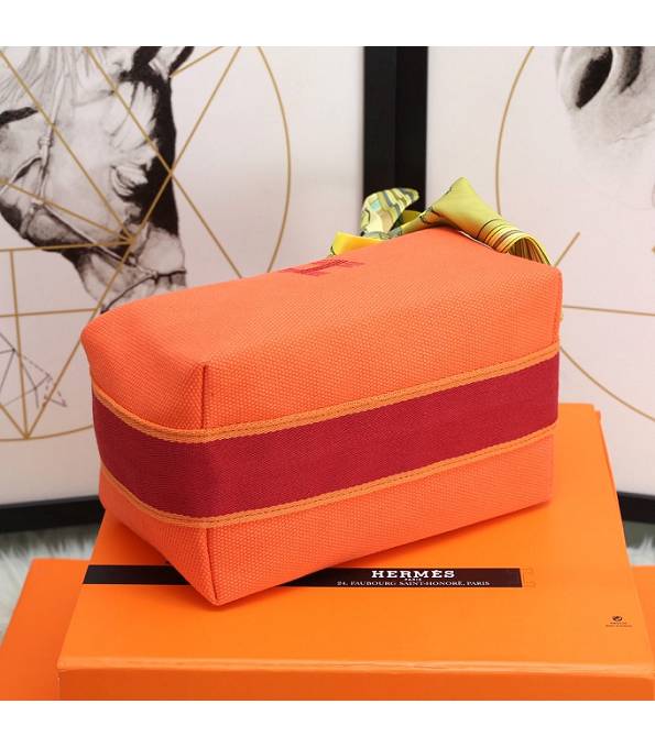 Hermes Trousse Bride Orange Original Canvas 21cm Handle Bag