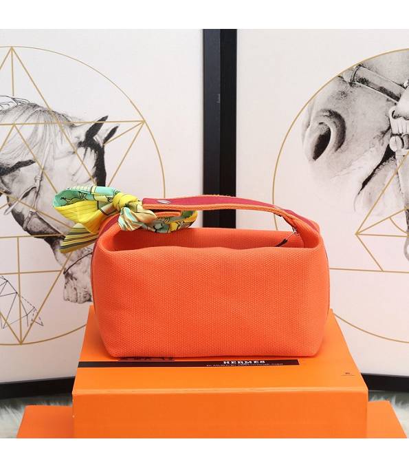 Hermes Trousse Bride Orange Original Canvas 21cm Handle Bag