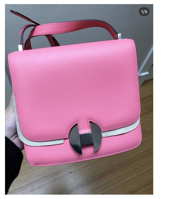 Hermes 2002 20cm Bbag Pink Original Calfskin Leather Silver Metal