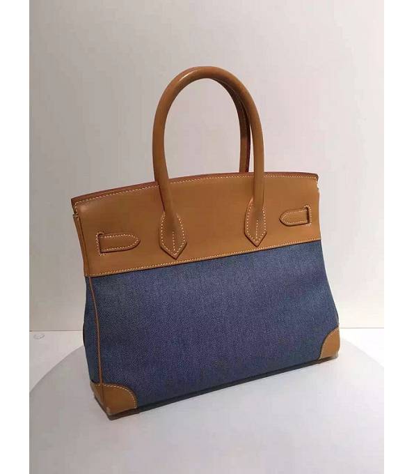 Hermes Birkin 30cm Bag Canvas With Brown Original Swift Leather Silver Metal
