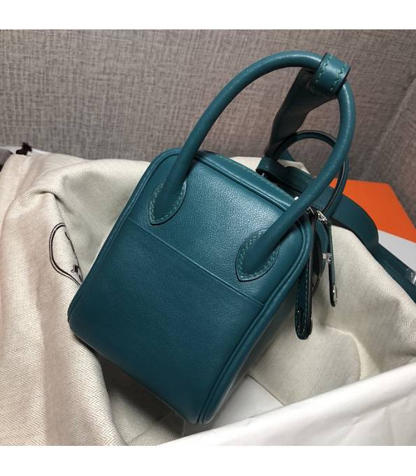 Hermes Mini Lindy 18cm Bag Peacock Green Original Swift Leather Silver Metal