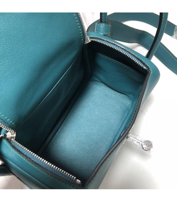 Hermes Mini Lindy 18cm Bag Peacock Green Original Swift Leather Silver Metal