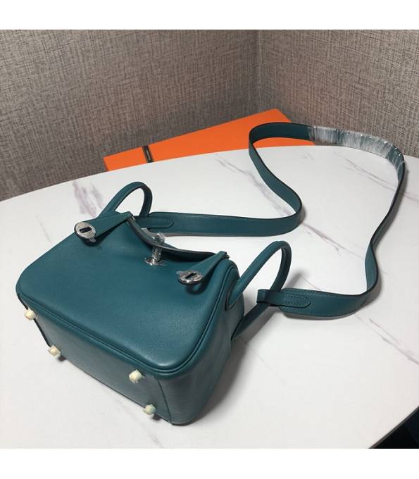 Hermes Mini Lindy 18cm Bag Peacock Green Original Swift Leather Silver Metal