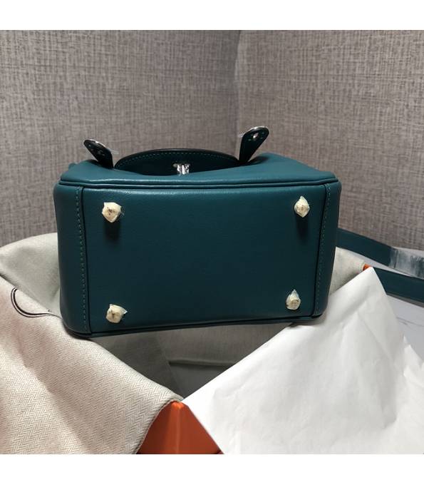 Hermes Mini Lindy 18cm Bag Peacock Green Original Swift Leather Silver Metal