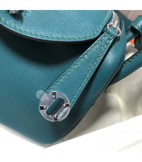 Hermes Mini Lindy 18cm Bag Peacock Green Original Swift Leather Silver Metal