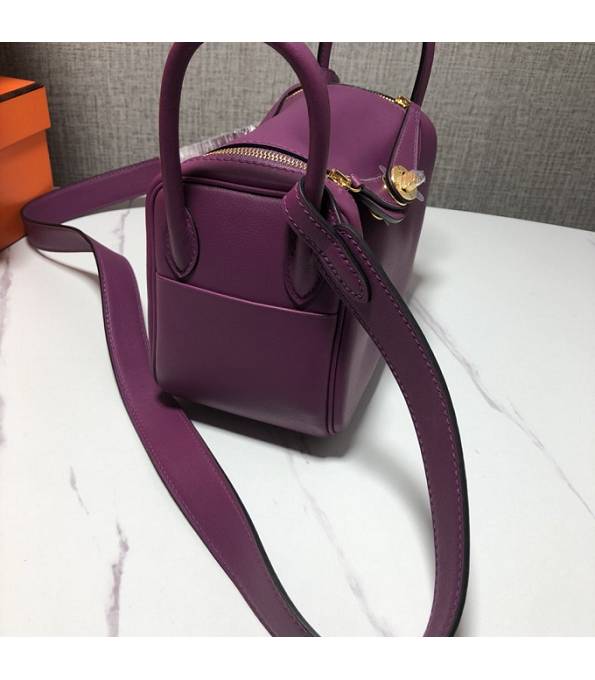 Hermes Mini Lindy 18cm Bag Actinia Purple Original Swift Leather Golden Metal