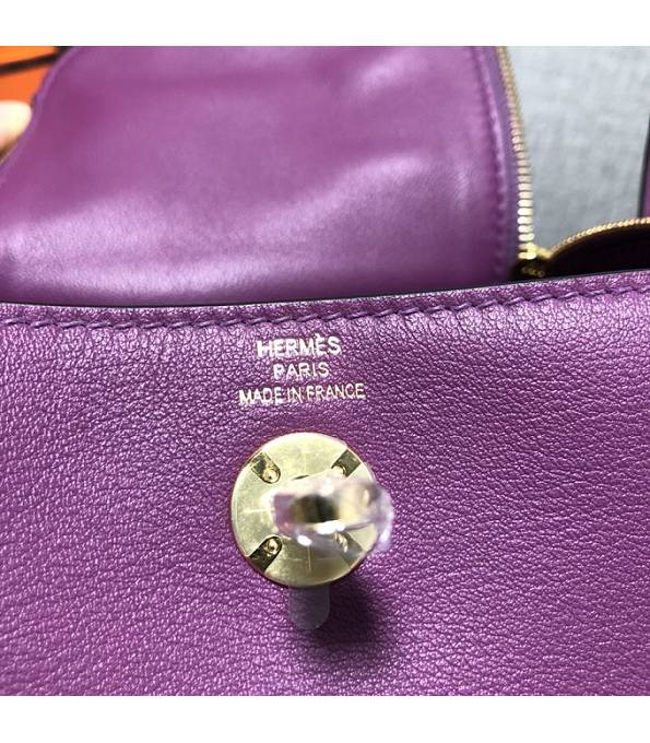 Hermes Mini Lindy 18cm Bag Actinia Purple Original Swift Leather Golden Metal