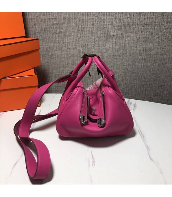Hermes Mini Lindy 18cm Bag Rose Red Original Swift Leather Silver Metal