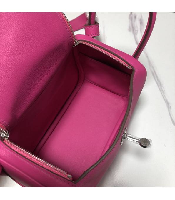 Hermes Mini Lindy 18cm Bag Rose Red Original Swift Leather Silver Metal